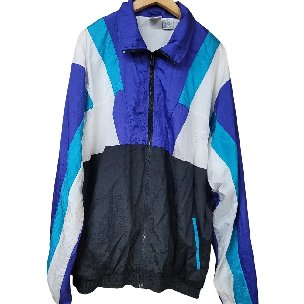 Vintage Todd1‎  90s Colorblock Fresh Prince Windbreaker Hip Hop Streetwear 2XLT